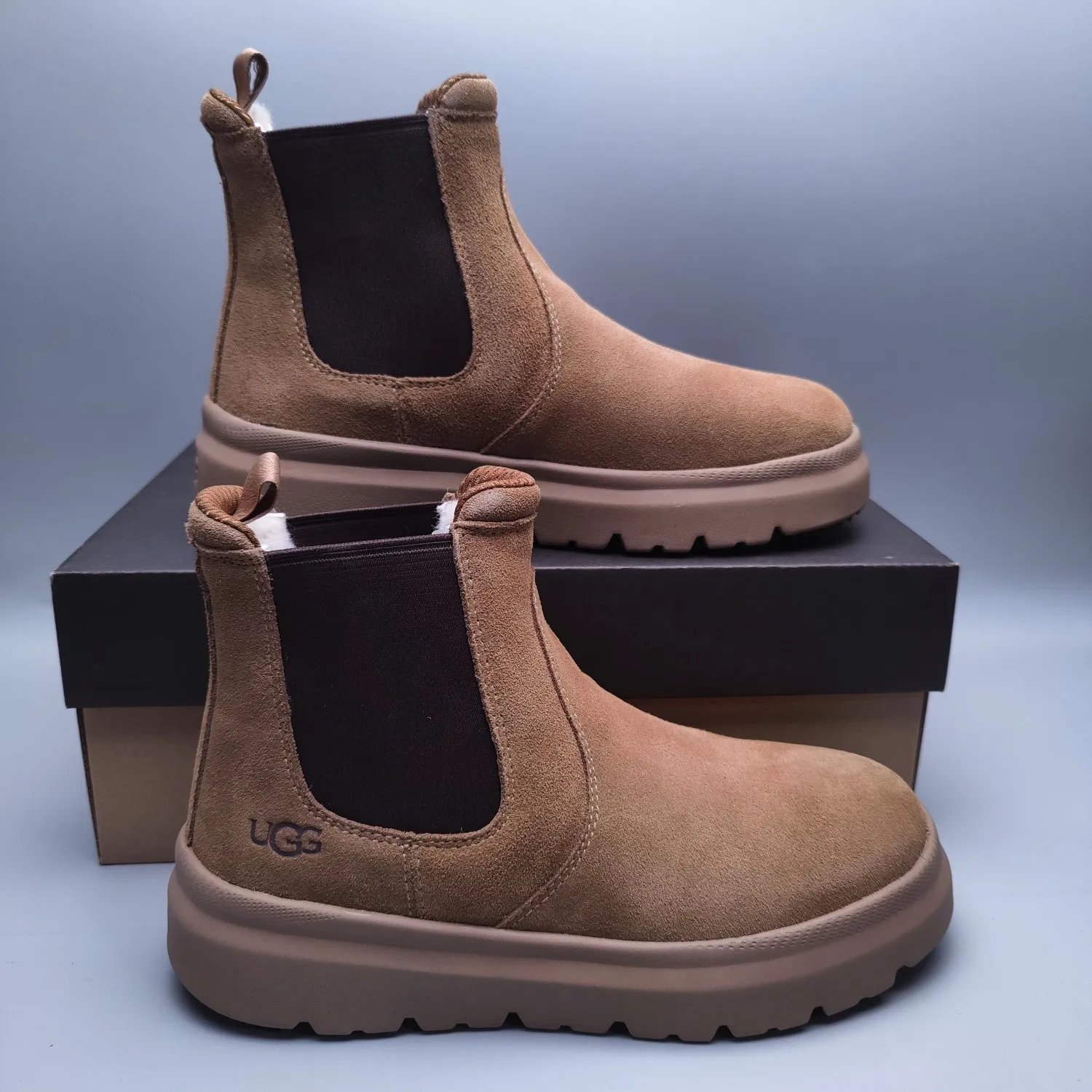 💰600 UGG sheepskin all-in-one snow boots 2050 casual mid-calf boots men's boots color: maroon black chocolate size: 39-45